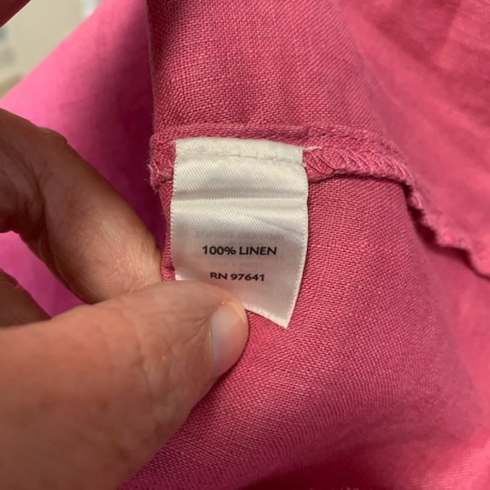 J Jill Raspberry Linen Roll Tab Short Sleeve Shirt Medium - Picture 7 of 7